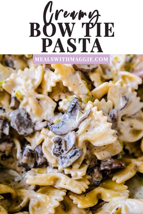 Creamy Bow Tie Pasta, Dish With Mushrooms, Bow Tie Pasta Recipe, Leek Pasta, Pasta With Mushrooms, Bow Tie Pasta, Spring Dinner, Healthy Weeknight Dinners, Bowtie Pasta