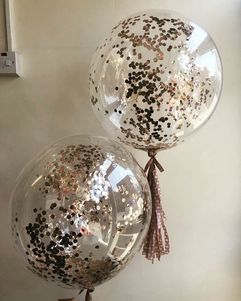 Rose Gold confetti bubble balloons Rose Gold Confetti, Bubble Balloons, Gold Confetti, Confetti, Christmas Bulbs, Wedding Planning, Balloons, Party Ideas, Bubbles