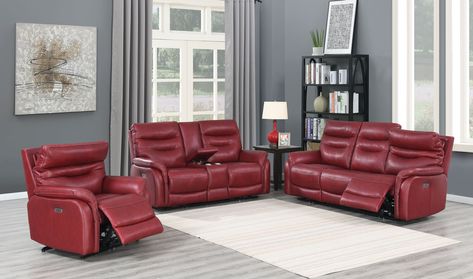 Happy Fourth of July! Get into the holiday spirit by taking a look at our fitting furniture – here is the Fortuna Wine Leather Motion set! #4thofJuly #FurnitureShopping Steve Silver Furniture, Rooms Decoration, Power Recliner Chair, Sofa And Loveseat Set, Set Sofa, Power Reclining Sofa, Brown Living Room, Living Room Collections, Power Recliners