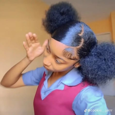 Natural Hair Styles Two Puffs, Jamaican Hairstyles For School, Thick 4c Hairstyles, Back To Skl Hairstyles, Cute Rubber Band Hairstyles, Afro Bun Hairstyles, Two Puffs Natural Hair Hairstyles, Jamaican Hairstyles, Skl Hairstyles