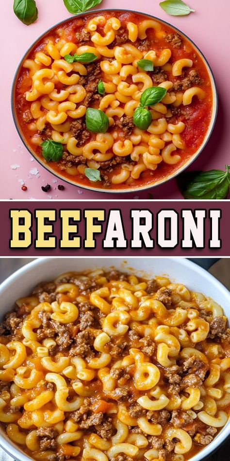 🍝 Craving comfort food? This Beefaroni recipe is a one-pot classic that’s easy, cheesy, and perfect for busy weeknights! 🧀🥄 Pin it now and enjoy this family favorite anytime. #Beefaroni #OnePotMeals #ComfortFood #QuickDinners ❤️ Homemade Beefaroni Recipe, Homemade Beefaroni, Beef A Roni, Beefaroni Recipe, Easy Cheesy, Ground Beef Recipes, One Pot Meals, Quick Dinner, One Pot