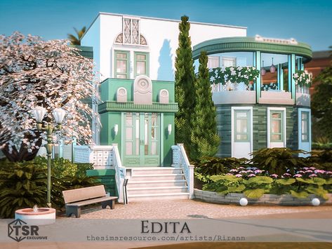 Not So Berry Sims 4 Cc, The Sims 4 Lots, Sims 4 House Design, Art Deco Buildings, Art Deco Home, Sims 4 Cc Furniture, Outdoor Retreat, Sims 4 Houses, Sims 4 Build