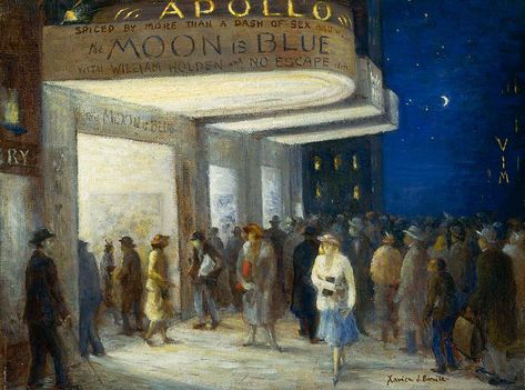 Theatre Painting, Cinema Painting, Museum Nyc, Art Through The Ages, City Canvas, Artistic Ideas, Moonlight Painting, Russian Painting, 42nd Street