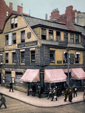 COMMERCE: Boston book shop, 1900 [colorized] Historic Boston, Boston Homes, Boston Architecture, Boston Street, New England Town, England Town, Millionaires Row, Boston Photography, Boston Map