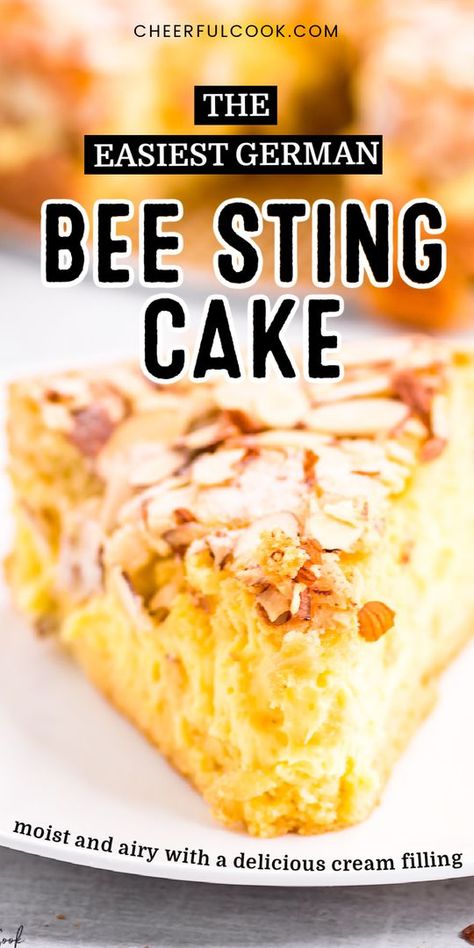 Vanilla Pudding Desserts, German Bee Sting Cake, German Cakes Recipes, Bienenstich Recipe, German Dessert, Easy German Recipes, Bee Sting Cake, German Food Authentic, German Cake