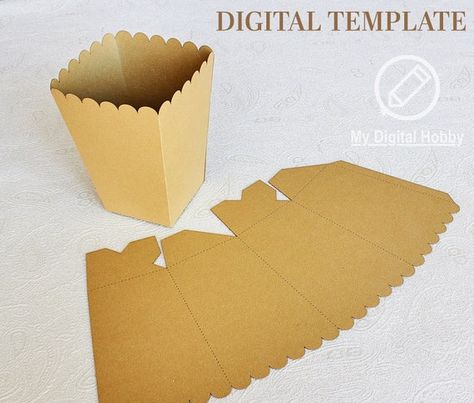 Popcorn box template Svg, Chips box, French fry box, Snacks box, Crackers box, Pdf, Ai, Dxf, Cdr files, Cricut, Silhouette, 8.5x11, 12x12 Popcorn Box Template, Fry Box, Laser Cut Box, Cricut Baby, Gift Bags Diy, Cardboard Gift Boxes, Silhouette Cameo Machine, Gift Box Template, Popcorn Box