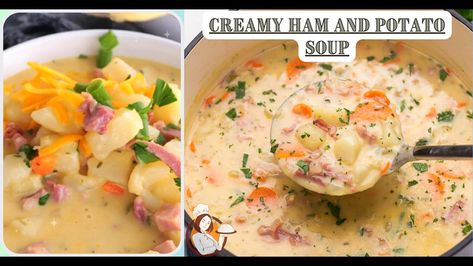 Ham And Potato Soup Crockpot Dairy Free, Soup Ham And Potato, Ham Shank Soup Recipes, Cream Of Potato Soup With Ham, Potato Ham Soup Crockpot, Leftover Ham Soup Recipes, Ham Soups, Creamy Ham And Potato Soup, Ham Potato Soup