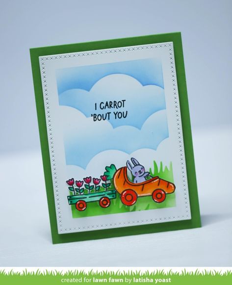 Lawn Fawn Intro: Carrot 'bout You & Carrot 'bout You Banner Add-On - Lawn Fawn Happy Easter Greetings, Lawn Fawn Blog, Lawn Fawn Stamps, Easter Carrots, Lawn Fawn Cards, New Paper, Summer Cards, Easter Greetings, Easter Design