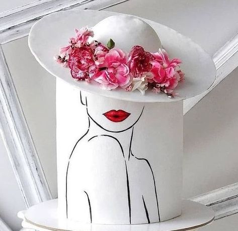 Silhouette Cake, Hand Painted Cakes, Hat Cake, Elegant Birthday Cakes, 50th Birthday Cake, Cakes For Women, Pinecone Wreath, Cake Trends, Cake Business