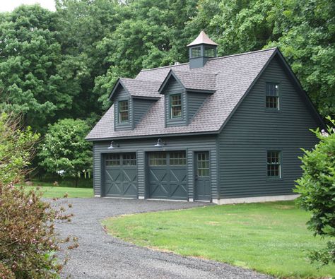 22' x 28' Elite Cape Garage with Painted Cedar Clapboard siding, 2 Gabled dormers, Custom Carriage style overhead doors with glass, Extra windows, Window upgrades, Cupola and Custom finishing by homeowner. Cedar Clapboard Siding, Gladiator Garage, Carriage House Garage, Guest Bedroom Remodel, Garage Door Types, Clapboard Siding, Garage Door Makeover, Garage Door Design, Garage Remodel