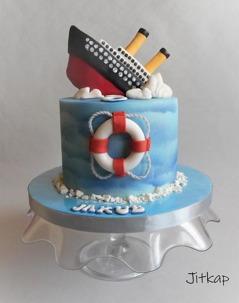 Birthday Cake Titanic, Titanic Themed Party Food, Titanic Cakes For Kids, Titanic Birthday Party Ideas, Titanic Cupcakes, Titanic Cake Ideas, Titanic Birthday Party For Kids, Titanic Themed Birthday, Titanic Party Ideas