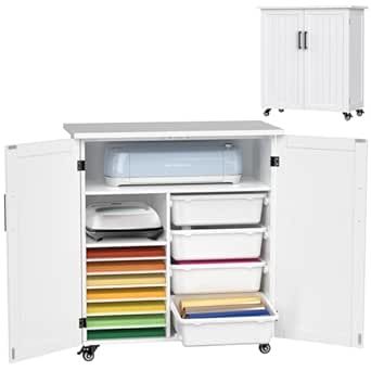 Craft Cart Compatible with Cricut Machine with storage and tabletop for work. Looks great in my small craft corner. Functional and useful. Craft Workstation, Craft Storage Cabinet, Cricut Storage, Crafting Storage, Cricut Cart, Organized Workspace, Cabinet With Wheels, Craft Storage Cabinets, Mobile Craft