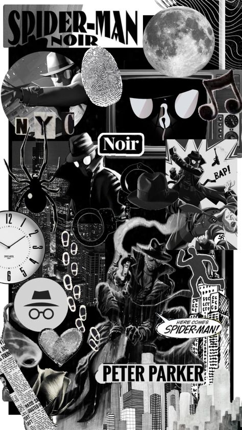 Spider Man Verse, Spider Man Atsv, Noir Spiderman, Noir Wallpaper, Spiderman Noir, Spider Noir, Spiderman Stickers, Spider Man Wallpapers, Spider Man Noir