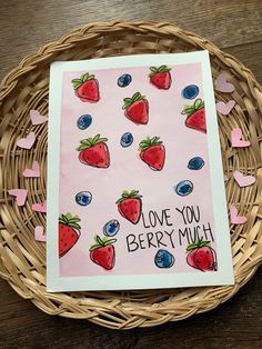 Cute Card Decorations, Fruit Valentines Cards, Valentines Day Card Painting, Valentines Day Homemade Cards, I Love You Art For Him, Valentines Card Homemade, Cute Friend Birthday Cards, Diy Card Drawing, Home Made Mother’s Day Cards