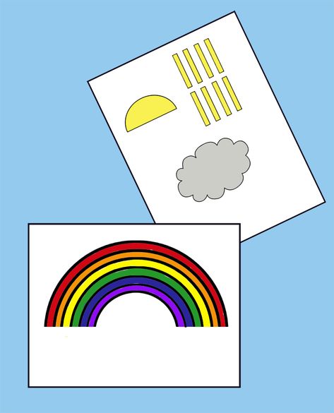 Printable Rainbow Template, Paper Rainbow Craft, Rainbow Template, Cloud Template, Rainbow Craft, Paper Rainbow, Rainbow Printable, Suncatcher Craft, Sun And Clouds