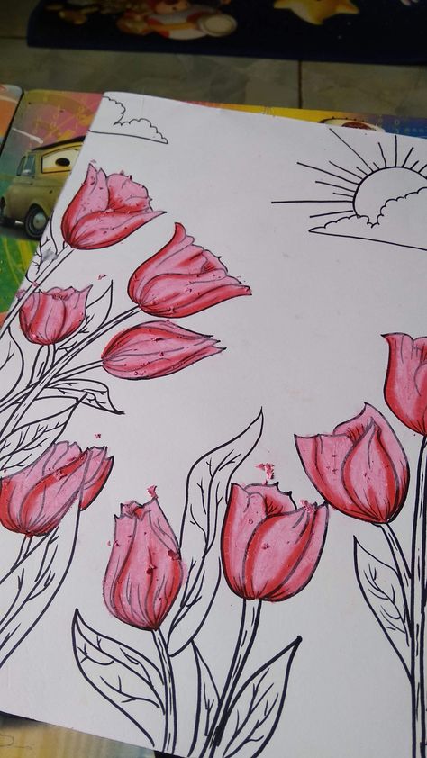 Tidak semua bunga mekar diwaktu yang bersamaan Flower Drawing Poster Colour, Cute Easy Doodles, Easy Doodles, Body Skin Care Routine, Simple Doodles, Body Skin, Body Skin Care, Tulips, Batik