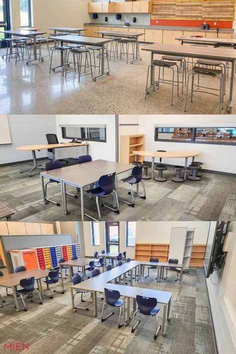 Tri County Elementary Art Room & Classrooms are designed for active learning opportunities and encourage creativity and a sense of wonder. #MiEN #schooldesign #learningspaces #learningenvironments #teachers #students #classroom #makerspace #innovation #schoolfurniture #cafeteria #design #teacherengagement Art Room Classroom, Classroom Makerspace, Cafeteria Design, Elementary Art Rooms, Active Learning, Space Projects, Learn Crafts, School Furniture, Learning Spaces