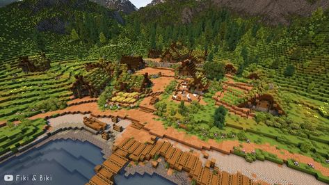 Riverside Viking Village Minecraft Map Minecraft Swiss Village, Minecraft Jungle Village Ideas, Viking Village Minecraft, Minecraft River Village, Minecraft Viking Village, Fantasy Village Minecraft, Jungle Village Minecraft, Minecraft Mountain Village, Minecraft Taiga Village