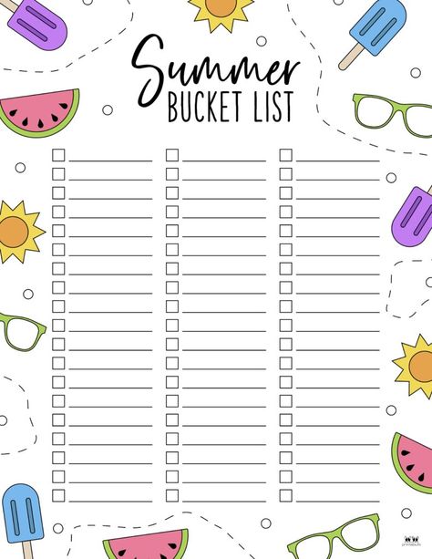 Printable Summer Bucket List-18 Summer Bucket List For Kids Printable, Kids Bucket List Summer, My Summer Bucket List, Kids Summer Goals Chart, Summer To Do List For Teens, Printable Bucket List Template, Summer Bucket List 2024 Printable, Summer Bucket List 2024 Free Printable, Teacher Summer Bucket List