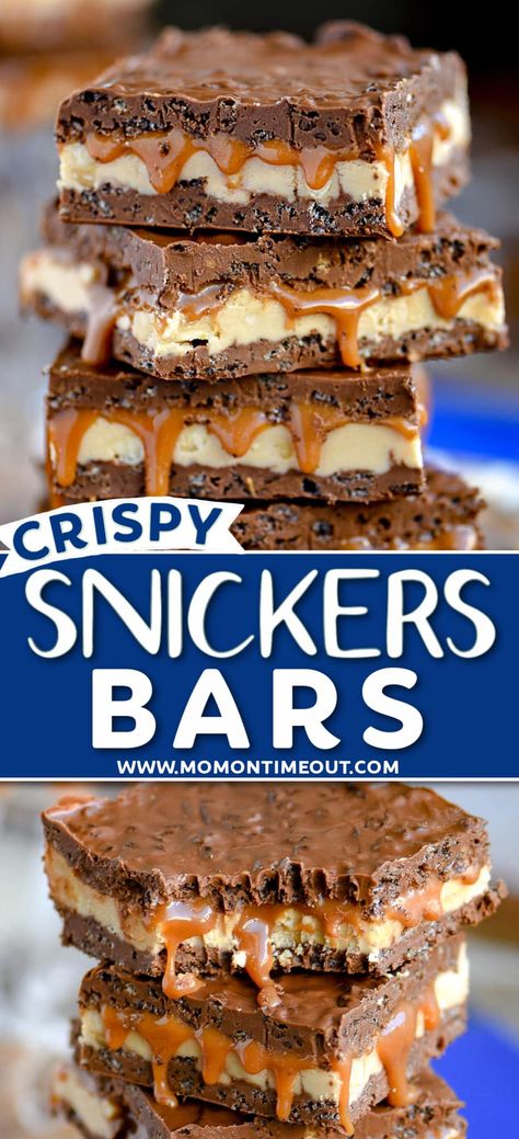 Candy Snacks For Party, Desserts Made With Candy Bars, No Bake Snickers Bars, No Bake Bar Cookies, Snicker Bars Recipe, No Bake Squares Recipes, No Bake Bars Recipes, No Bake Squares, Dessert Bars Recipes