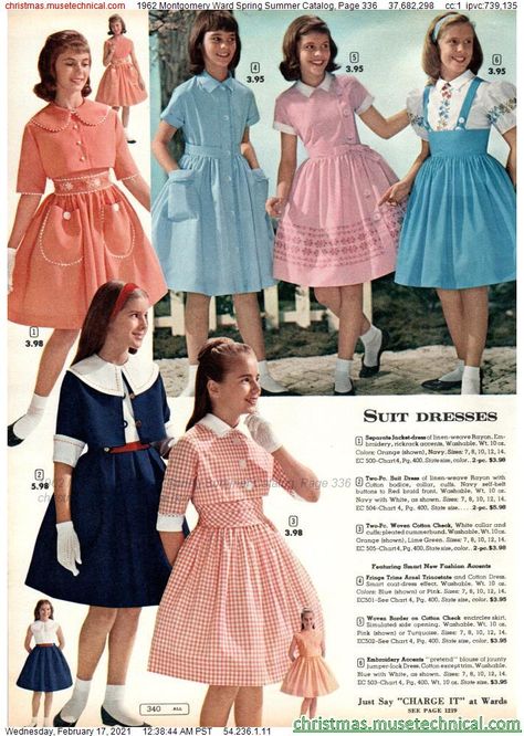 Catalog Clothes, 60’s Fashion, Vintage Kids Fashion, Dolly Fashion, 1960 Fashion, Fall Fashion Skirts, Spring Pictures, Sixties Fashion, Montgomery Ward