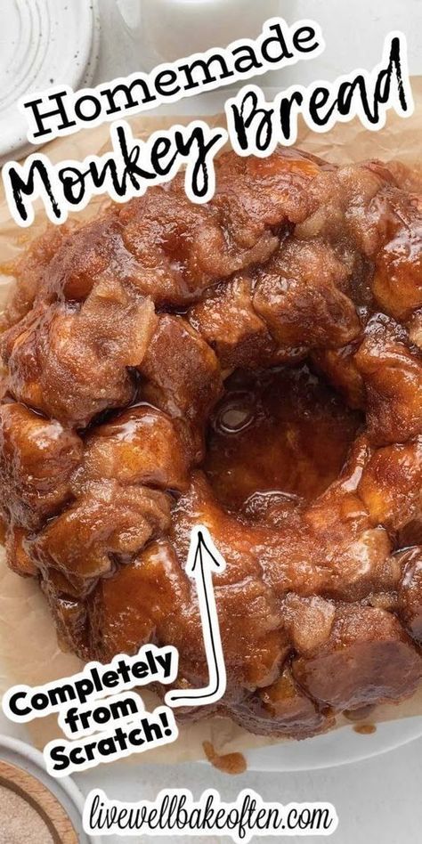 Monkey Bread From Scratch, Using Canned Biscuits, Pull Apart Monkey Bread, Apple Monkey Bread, Homemade Monkey Bread, Live Well Bake Often, Monkey Bread Recipe, Gooey Caramel, Canned Biscuits