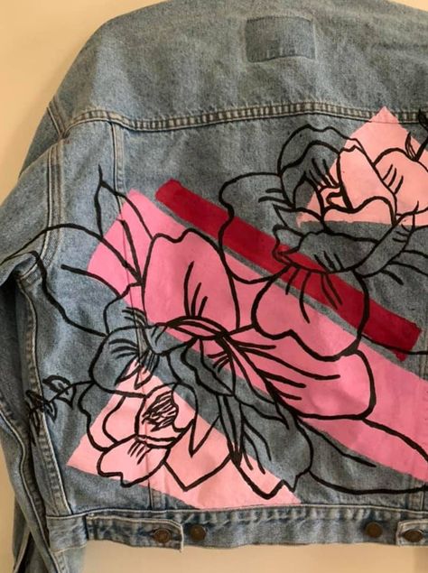 Denim Jacket Diy Paint, Hand Painted Denim, Painted Clothes Diy, Diy Denim Jacket, Hand Painted Denim Jacket, Denim Art, Painted Denim Jacket, Painted Jacket, Diy Jacket