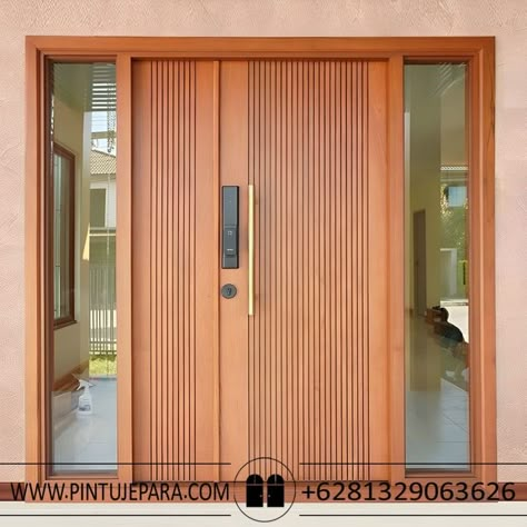 Model Pintu Minimalis dari Kayu 2 Pintu Pintu merupakan salah satu elemen penting dalam desain rumah. Selain berfungsi sebagai pengaman dan pembatas ruangan, pintu juga memiliki peran estetika yang tidak bisa diabaikan. Salah satu model pintu yang sedang populer saat ini adalah pintu minimalis dari kayu dengan 2 pintu. Pintu minimalis dari kayu 2 pintu memiliki tampilan yang simpel namun elegan. Desainnya yang sederhana membuatnya cocok untuk berbagai tipe rumah, mulai dari rumah tradisional Main Door Designs, Pintu Ganda, Main Doors, House Main Door, Flush Door Design, House Front Door Design, Modern Entrance Door, House Main Door Design, Main Entrance Door Design