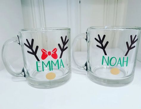 Personalized Christmas Mugs Vinyl, Hot Chocolate Glass Mug, Christmas Mugs Vinyl, Christmas Mugs Diy, Clear Mugs, Winter Mugs, Diy Christmas Mugs, Clear Mug, Christmas Coffee Mugs