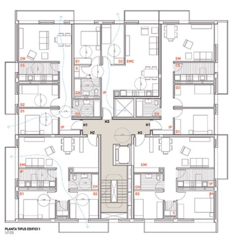 Typology Architecture, Residential Plan, Housing Plan, Housing Plans, Residential Building Plan, Social Housing Architecture, Residential Architecture Apartment, Apartment Plan, Small Apartment Building