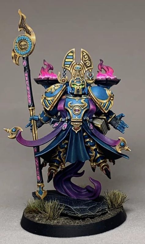 Thousand Suns Warhammer, Exalted Sorcerer 40k, Thousand Sons Conversions, Thousand Sons 40k Paint Schemes, Thousand Sons 40k Miniatures, Thousand Sons Paint Scheme, Thousand Sons 40k, Warhammer 40k Thousand Sons, Miniature Figures Fantasy