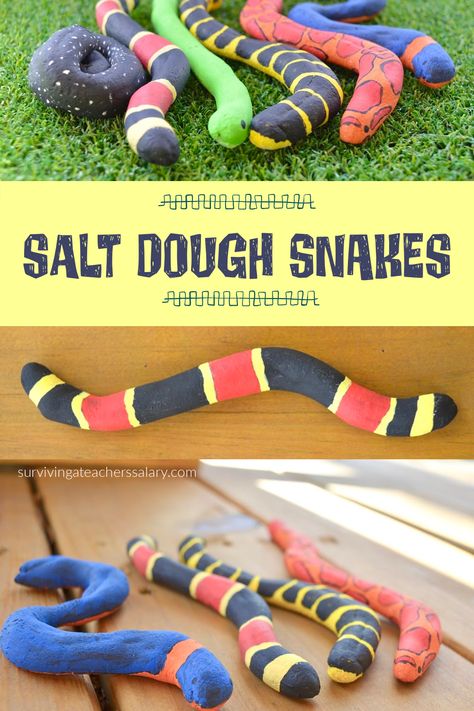 Salt Dough Snakes, Outdoor Art Projects For Kids, Outdoor Art Projects, Snake Craft, Snake Crafts, Diy Paper Art, Animal Craft, Art Projects For Kids, Animal Crafts For Kids