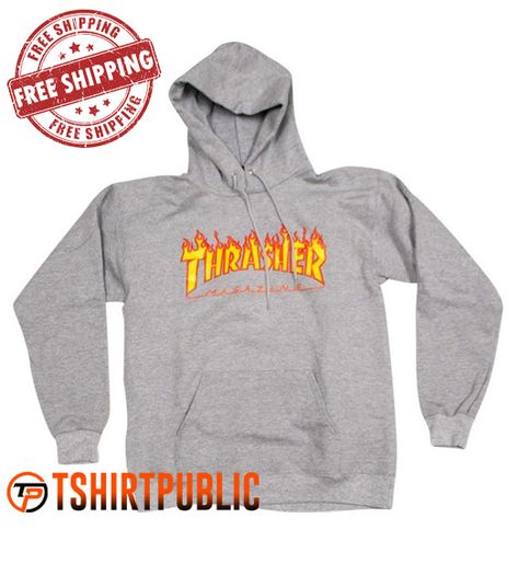 Thrasher Magazine Logo Hoodie Free Shipping Pullover Hoodie Outfit, Thrasher Sweatshirt, Thrasher Skateboard Magazine, Thrasher Skateboard, Thrasher Hoodie, Flame Logo, Logo Hoodies, Thrasher Magazine, Sports Tops