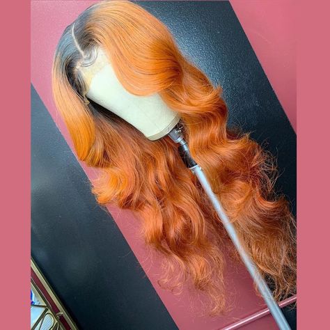 Ginger Body Wave Wig, Ginger Body Wave, Dark Roots Hair, Ginger Color, Olive Oil Hair, Hair Color Orange, Black Roots, G Hair, Hair Care Oil