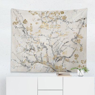 Wrought Studio Oakledge Van Gogh in Blossoms Inspiration Light Tapestry Modern Landscape Painting, Tapestry Wall Art, Modern Landscaping, Tapestry Wall, Christmas Storage, Grey And Beige, Van Gogh, Home Deco, Yellow White