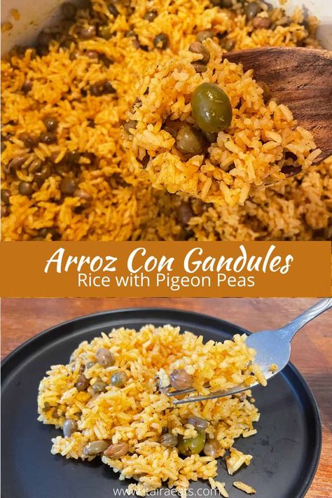 Arroz con Gandules Rice With Gandules Puerto Rico, Puerto Rican Rice With Ham, Arroz Con Gandules Puerto Rican, Pigeon Peas Recipe, Puerto Rican Recipes Rice, Arroz Con Gandules Recipe, Rice With Pigeon Peas, Puerto Rican Rice, Spanish Cooking