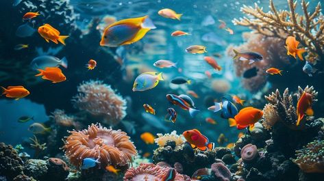 An underwater paradise full of vibrant fish swimming around the lively coral reef ecosystem. Coral Reef Ecosystem, Sea Anemones, Marine Organism, Marine Plants, Tidal Pool, Tide Pool, Underwater Fish, Sea Anemone, Fish Swimming