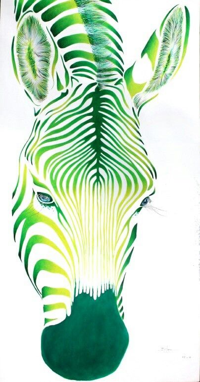 Green zebra Art Amour, Zebra Art, Charcoal Drawings, Art Et Illustration, Art And Illustration, Pics Art, A Drawing, Zebras, Art Abstrait