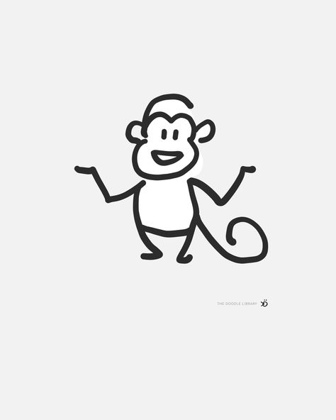 Monkey doodle #simpledrawings #simplelines Monkey Stick And Poke, Monkey Drawings Easy, Cute Monkey Doodle, Cute Animal Line Art, Cartoon Monkey Tattoo, Monkey Outline Tattoo, Monkey Doodle Easy, Cute Monkey Drawing Easy, How To Draw Monkey