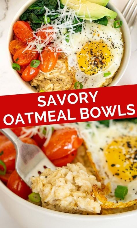 Oatmeal For Dinner Recipes, Hearty Oatmeal Recipes, Quick Breakfast Ideas Savory, Healthy Savory Oatmeal, Savory Breakfast Oats, Savory Oats Recipes Breakfast, Hearty Breakfast Ideas Healthy, Oatmeal Savory Recipes, Savory Oatmeal Recipes Breakfast