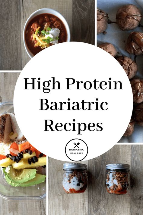 A yummy list of high protein bariatric recipe options. Pureed and soft included. #bariatricrecipe #wlsfood #bariatricmealprep #bariatricdiet #bariatricsurgery Bariatric Queen, Bariatric Recipes Sleeve Liquid Diet, High Protein Bariatric Recipes, Bariatric Recipes Sleeve, Bypass Recipes, Vsg Recipes, Gastric Bypass Recipes, Sleeve Recipes, Wls Recipes