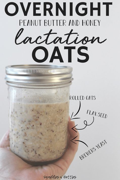 Overnight Peanut Butter and Honey Lactation Oats. Filled with ingredients to help boost and maintain your milk production. Plus- it makes mornings with baby so much easier to have a healthy breakfast ready to go! Lactation Smoothie Brewers Yeast, Recipes With Brewers Yeast Milk Supply, Brewers Yeast Smoothie, Lactation Recipes With Brewers Yeast, Recipes With Brewers Yeast, Brewers Yeast Recipes Milk Supply, Brewers Yeast Recipes, Peanut Butter Honey Oatmeal, Lactation Overnight Oats