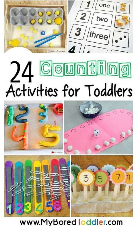 counting activities for toddlers. Number and counting ideas and activities. Great toddler learning ideas from My Bored Toddler Counting Activities For Toddlers, Toddler Counting, Toddler Math, Easy Toddler Activities, Teaching Numbers, Teaching Toddlers, Number Activities, Counting Activities, Activities For Toddlers