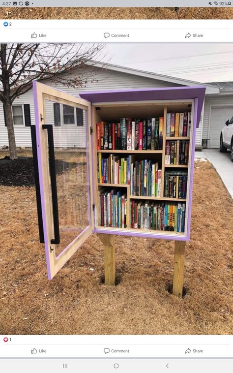 Little Free Library Plans Diy, Diy Free Little Library, Free Little Library Plans, Lending Library Ideas, Little Library Plans Diy, Free Little Library Ideas, Free Library Box Ideas, Little Free Library Ideas, School Landscaping