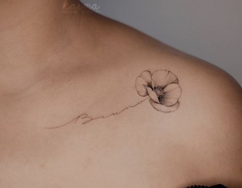 Poppy Flower Tattoos For Women, Poppy Tattoo Shoulder, Poppy Flower Tattoo Design, Simple Poppy Tattoo, Fingerprint Tattoos, Cute Finger Tattoos, Wrap Around Wrist Tattoos, Black Skull Tattoo, Belly Tattoos