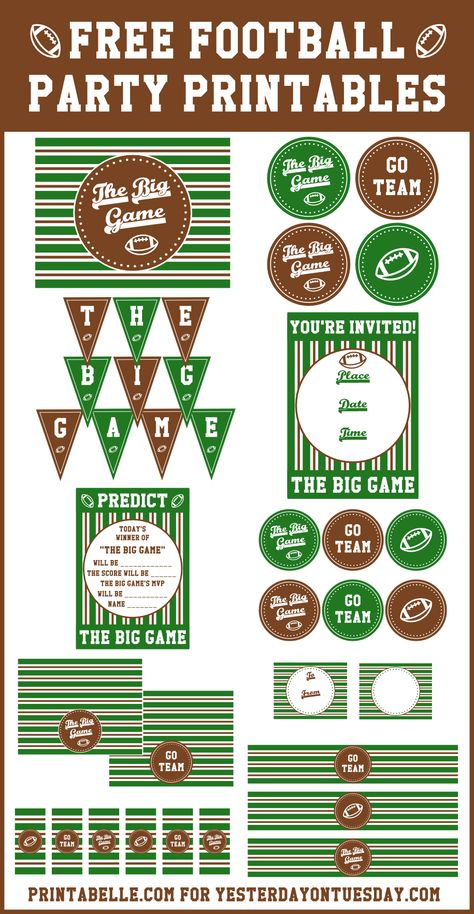 Get set for football season with this set of free Football Party Printables! football | printables Football Party Printables, American Football Party, Superbowl Ideas, Party Planning Printable, Football Printables, Printable Friends, Football Banquet, Football Party Decorations, Football Crafts