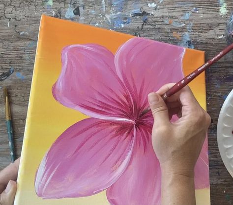 How To Paint Flowers - 10 Beginner Acrylic Flower Tutorials Acrylic Painting Tutorials For Beginners, Hibiscus Painting, Painting Tutorials For Beginners, How To Paint Flowers, Paradise Painting, Dandelion Painting, Painting Flowers Tutorial, Acrylic Tutorials, Paint Flowers