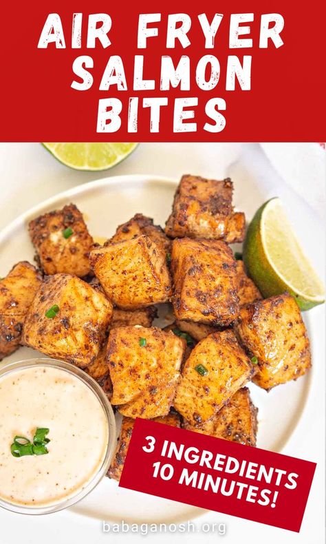 Air Fry Salmon Bites Recipes, Fried Salmon Bites Air Fryer, Air Fryer Salmon Tacos Recipe, Salmon Bites Air Fryer Recipes Healthy, Salmon Tacos Air Fryer, Airfryer Salmon Bites Recipes, Keto Salmon Bites Air Fryer, Air Fryer Fish Bites, Dipping Sauce For Salmon Bites