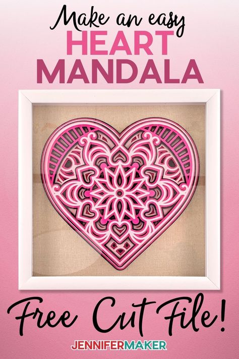 3D Layered Paper Heart Mandala made from Cardstock and - Free SVG Cut File to Cut on a Cricut Layered Letters Svg Free, Svg Layered Free, Layered Paper Art Template Free, Layered Paper Shadow Boxes, Free 3d Svg Files For Cricut, 3d Layered Paper Art Svg Free, 3d Svg Files Free, 3d Cricut Projects Free, 3d Shadow Box Cricut Svg Free