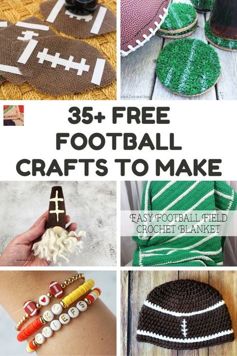 Get ready for the Big Game with Super Bowl crafts for adults to make. These blankets, coasters, table covers, and more will get your game on! Super Bowl Crafts, Diy Super Bowl, Sport Themed Crafts, Sport Crafts, Football Birthday Party Invitations, Elderly Crafts, Soccer Crafts, Sports Crafts, Football Crafts